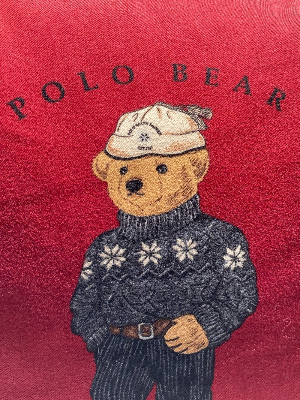 Polo Bear by Ralph Lauren Navy and Red Cotton Pillow Home decor